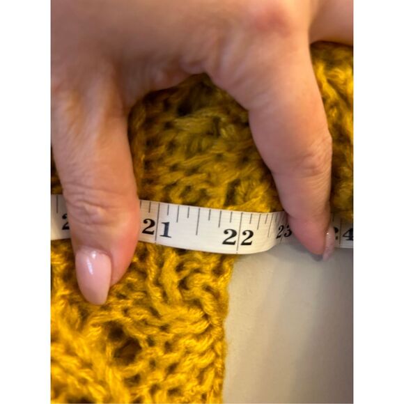 Chelsie & Theodore Balloon sleeve cable sweater Mustard sz M Boho Festival - Picture 6 of 7